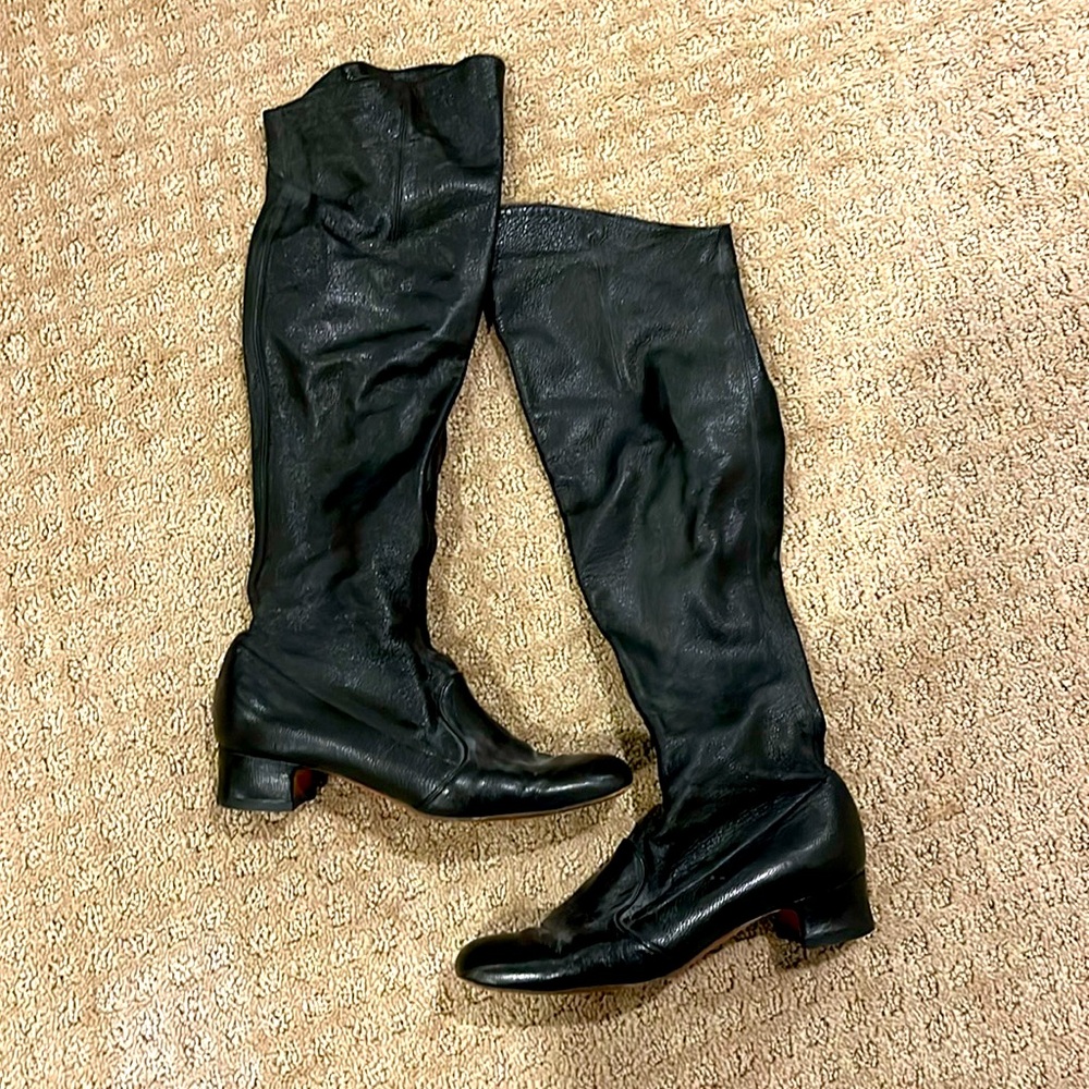 Black Women's Leather Knee-High Boots - Classic Ankle Bootie Heel